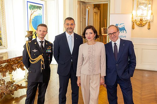 Col. Angelo DE ANGELIS (Defence Attaché at the Embassy of Italy in Austria) H.E. Andrea CASCONE (Ambassador of Italy to the OSCE) H.E. Debora LEPRE (Ambassador of Italy to the international Organizations) H.E. Giovanni PUGLIESE (Ambassador of Italy in Austria)